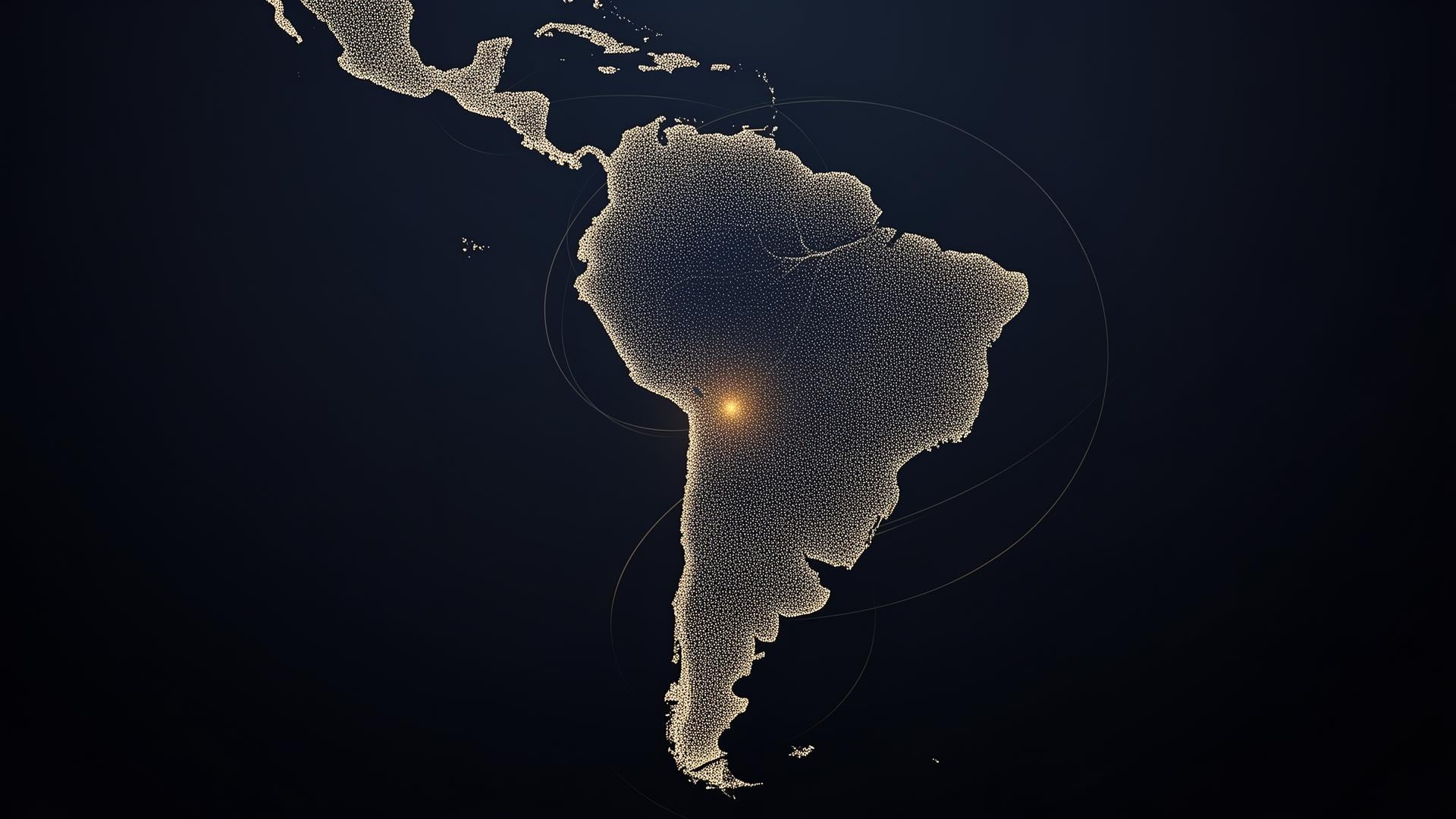 Mapa estratégico da América do Sul com Campo Grande como hub central
